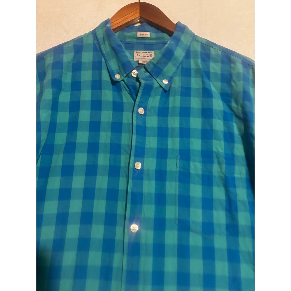 Vintage J Crew Slim Shirt Men's XL Dress Turquoise Blue Long Sleeve 100% Cotton